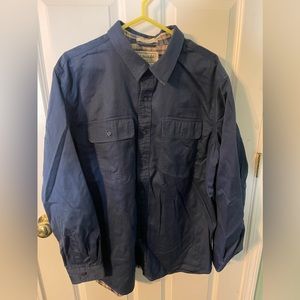 LL Bean Flannel Lined Navy Blue Hurricane Shirt XL